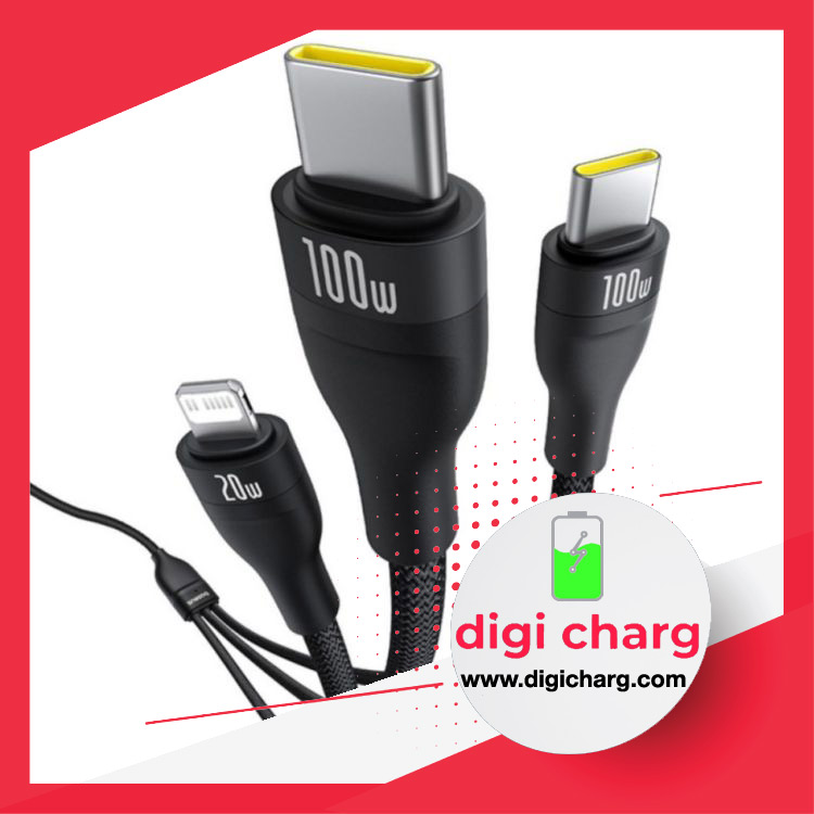 کابل--شارژ-تبدیل-USB-C-به-لایتنینگ-USB-C-بیسوس-1.5M-مدل-Baseus-Flash-Series-3-100W