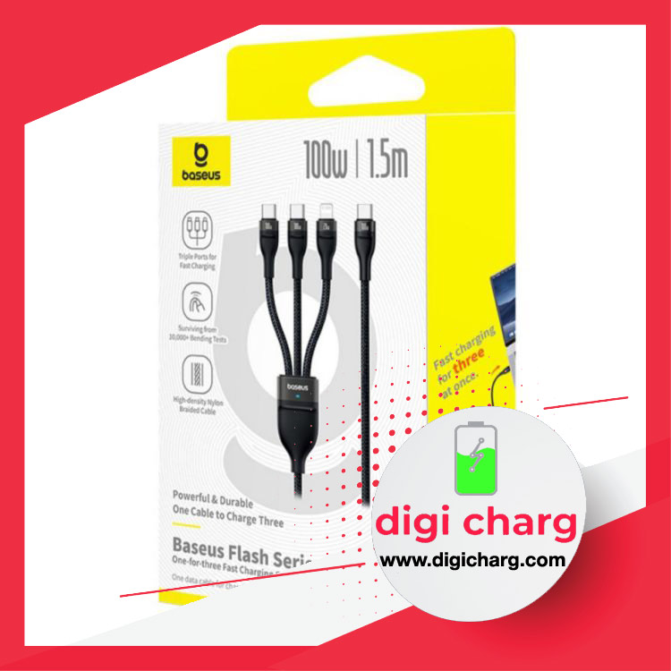 کابل-شارژ-تبدیل--USB-C-به-لایتنینگ-USB-C-بیسوس-1.5M-مدل-Baseus-Flash-Series-3-100W