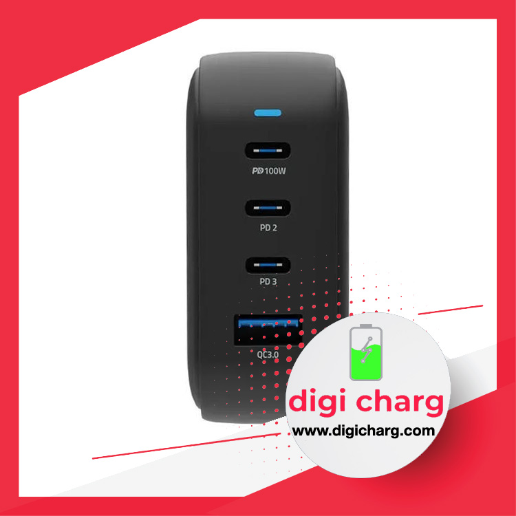 شارژر-دیواری--100-وات-4-پورت-پاورولوژی-مدل-Powerology-PWCUQC006-BK