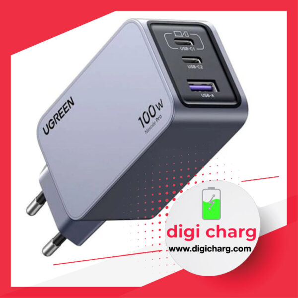 شارژر دیواری 100 وات دو پورت USB-C و یک پورت USB-A یوگرین مدل ugreen X757