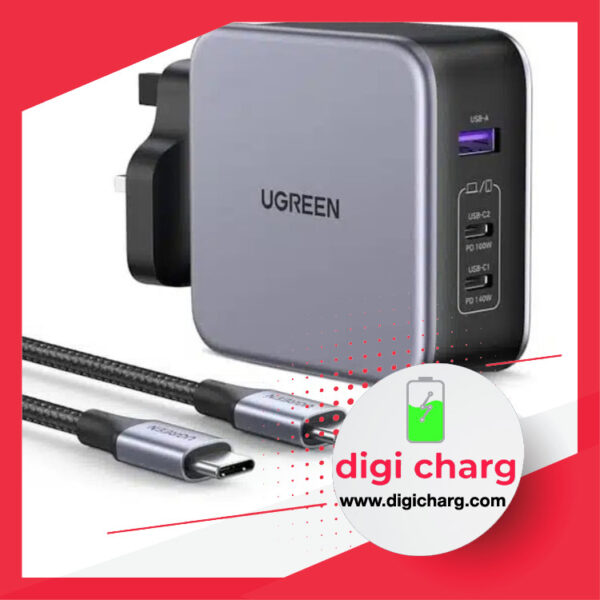 شارژر دیواری 140 وات دو پورت USB-C و یک پورت USB-A یوگرین مدل ugreen CD289
