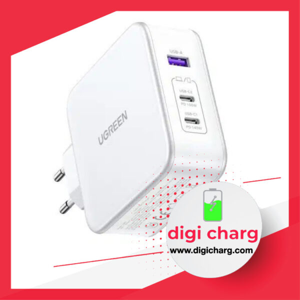 شارژر دیواری 140 وات دو پورت USB-C و یک پورت USB-A یوگرین مدل ugreen CD289