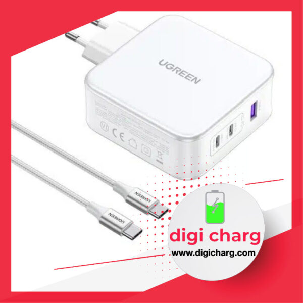 شارژر دیواری 140 وات دو پورت USB-C و یک پورت USB-A یوگرین مدل ugreen CD289