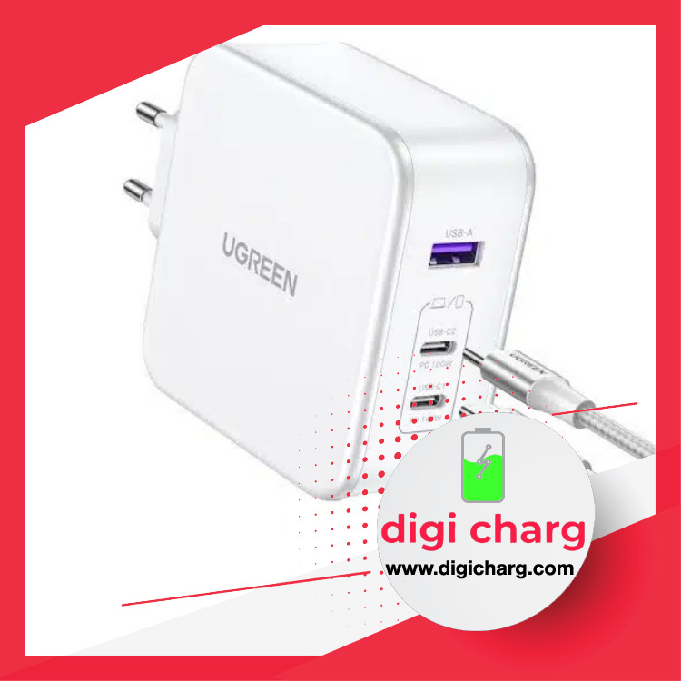 شارژر دیواری 140 وات دو پورت USB-C و یک پورت USB-A یوگرین مدل ugreen CD289