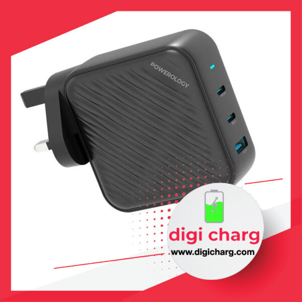 شارژر دیواری 140 وات سه پورت پاورولوژی مدل Powerology PWCUQC022