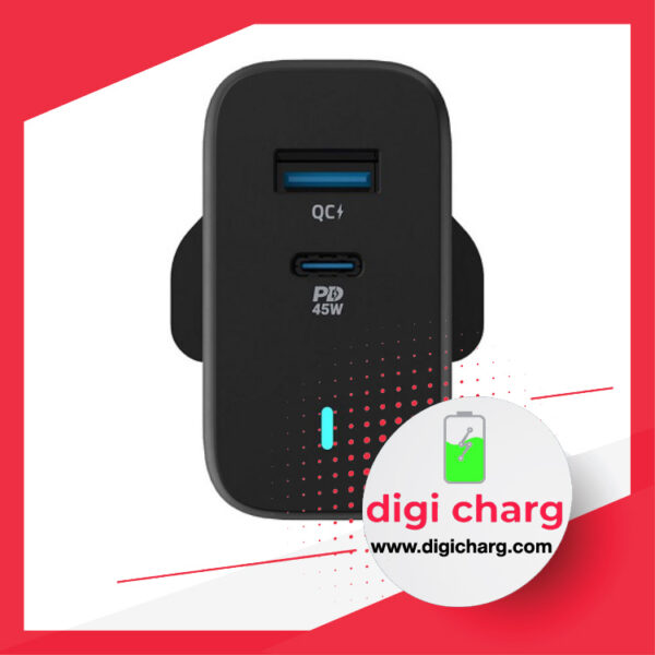 شارژر دیواری 45 وات دو پورت پاورولوژی مدل Powerology PWCUQC004