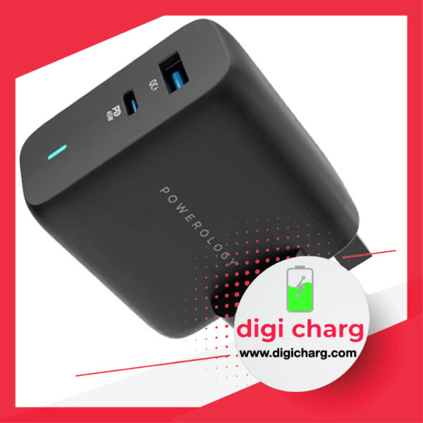 شارژر دیواری 63 وات دو پورت پاورولوژی مدل Powerology PWCUQC004