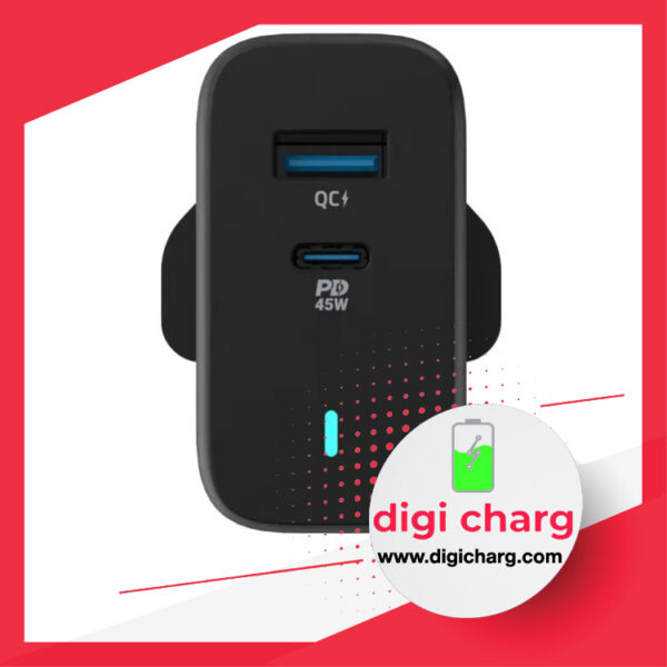 شارژر دیواری 63 وات دو پورت پاورولوژی مدل Powerology PWCUQC004