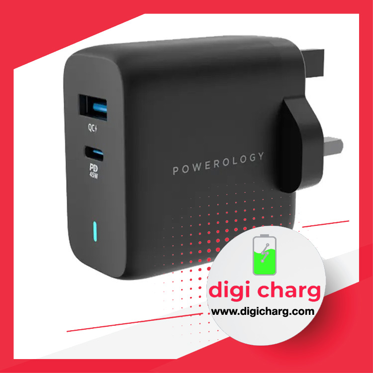 شارژر دیواری 63 وات دو پورت پاورولوژی مدل Powerology PWCUQC004