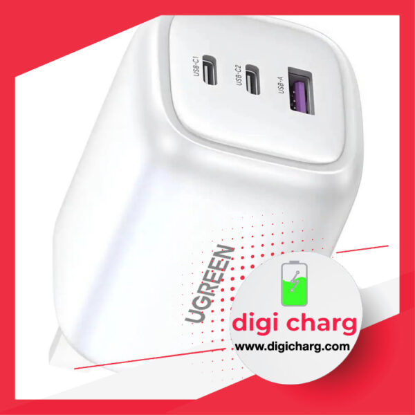 شارژر دیواری 65 وات دو پورت USB-C و یک پورت USB-A یوگرین مدل ugreen CD306