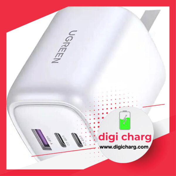 شارژر دیواری 65 وات دو پورت USB-C و یک پورت USB-A یوگرین مدل ugreen CD306