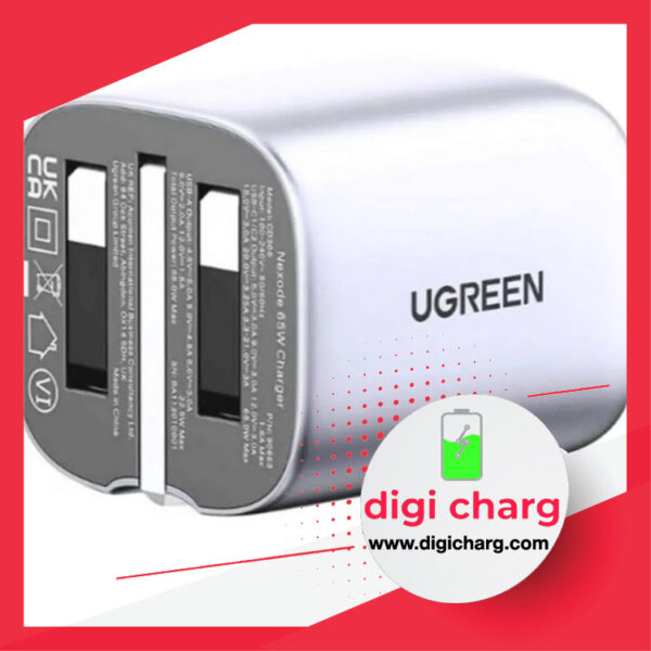 شارژر دیواری 65 وات دو پورت USB-C و یک پورت USB-A یوگرین مدل ugreen CD306