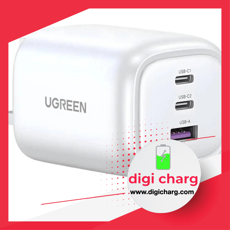 شارژر دیواری 65 وات دو پورت USB-C و یک پورت USB-A یوگرین مدل ugreen CD306
