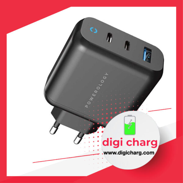 شارژر دیواری 65 وات سه پورت پاورولوژی مدل Powerology P65PDWEUBK