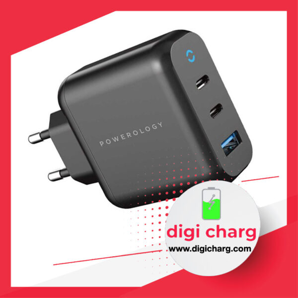 شارژر دیواری 65 وات سه پورت پاورولوژی مدل Powerology P65PDWEUBK