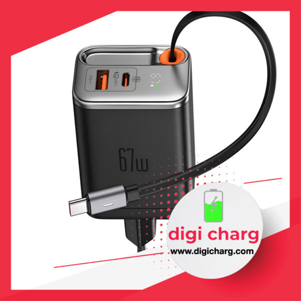شارژر دیواری 67 وات کابل جمع شونده USB-C مک دودو مدل Mcdodo CH-4100