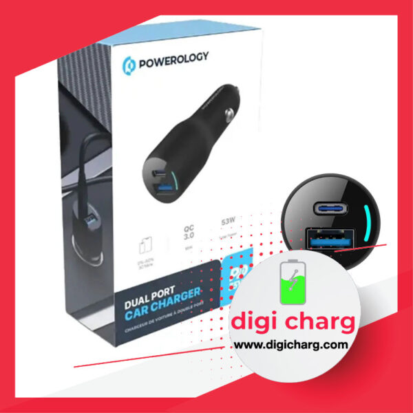 شارژر فندکی 53 وات دو پورت پاورولوژی مدل Powerology PCCSR012