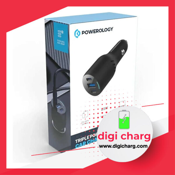 شارژر فندکی 85 وات سه پورت پاورولوژی مدل Powerology PCCSR014